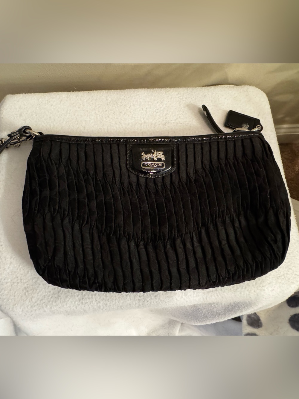Coach Black Ruched Wristlet Clutch
